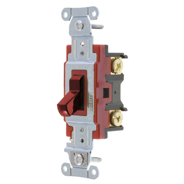 Hubbell Wiring Device-Kellems Switches and Lighting Controls, Hubbell- PRO Series, Toggle Switches, General Purpose AC, Four Way, 20A 120/277V AC, Back and Side Wired, Red 1224R